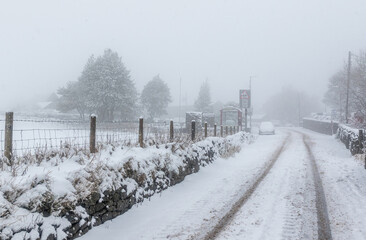 Snow covers the roads