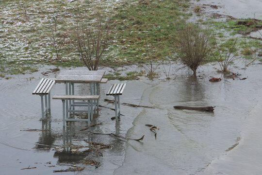 Styczniowe podtopienia w Engers nad Renem (Niemcy)