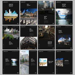 A4 brochure layout of covers design templates for flyer leaflet, A4 brochure, report, presentation, magazine cover, book. Background template with lines, photo place for business design. Minimal style