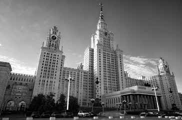 Fototapeta premium Moscow University Building in Black and white