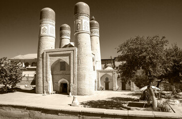 Fototapeta premium Buchara mystic mosque in black and white