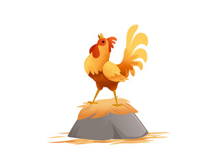 Cute cock farm agriculture hen rooster cartoon animal design vector illustration © Alfmaler
