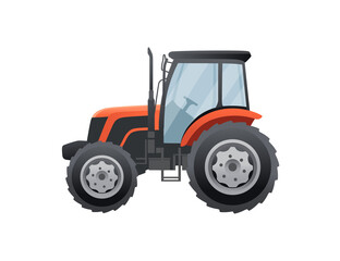 Red farm agriculture tractor vehicle for agronomy vector illustration on white background