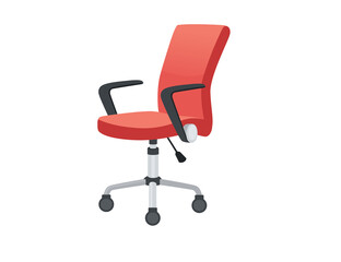 Modern office chair on the wheels red color vector illustration on white background