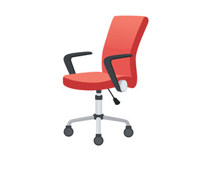 Fototapeta premium Modern office chair on the wheels red color vector illustration on white background