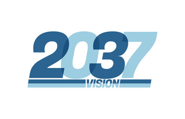 Happy new year 2037. Typography logo 2037 vision, 2037 New Year banner