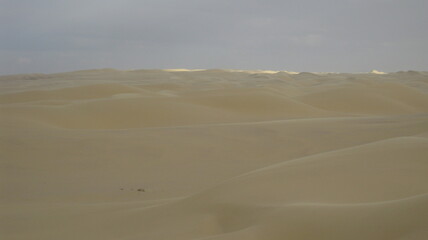 Vue sur le désert avec ciel nuageux