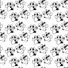 Dalmatian Dog Paw Prints Seamless Pattern