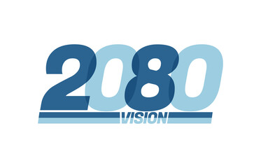 Happy new year 2080. Typography logo 2080 vision, 2080 New Year banner