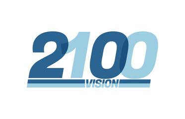 Naklejka na ściany i meble Happy new year 2100. Typography logo 2100 vision, 2100 New Year banner