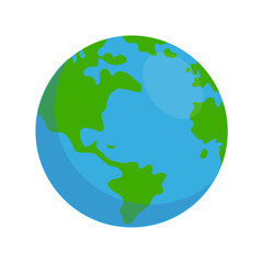 Illustration of the globe on a white background. Clip Art of planet earth in a simple cartoon style perfect for poster or website