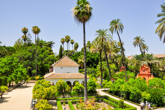 Seville Alcazar gardens in Andalusia, Spain