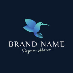 Beauty Hummingbird logo design premium