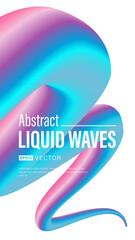 Beautiful collection of high-quality abstract 3D waves in neon trendy colored on the white background.
