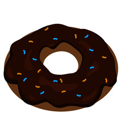 Donut z polewą czekoladową i kolorową posypką