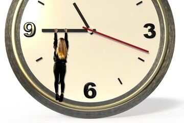 Konzept zur Visualisierung von Zeitnot, Zeitdruck und Stress mittels einer großen Uhr aus Messing...