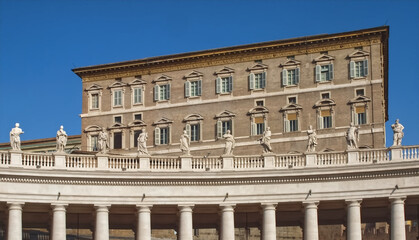 Famous St. Peters square or Piazza San Pietro in Rome