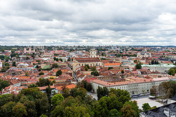 Fototapeta premium Vilnius skyline during cloudy day - view over the city
