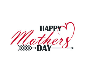 Happy Mother's Day greeting written with hand lettering. Typography design template for poster, banner, gift card, t-shirt print, label, badge. Vector illustration on a white background.