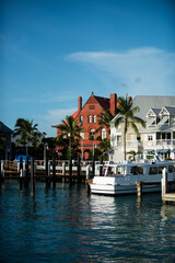 Florida street style. Typical USA houses by the water.