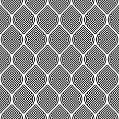 Seamless pattern repeating design with geometric shapes.