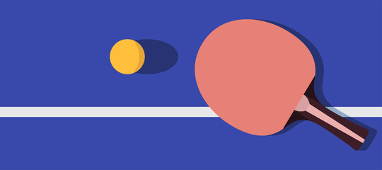 racket and ball for playing ping pong