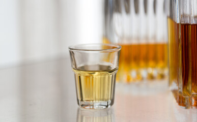 Alcoholic spirits and drinks concept background, with copy space
