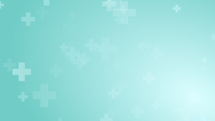 Medical health blue green cross pattern background. Abstract healthcare technology and science concept.