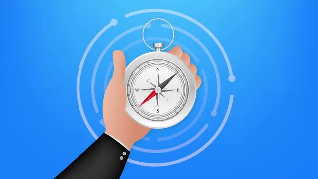 Compass on white background. Flat navigation symbol. stock illustration.