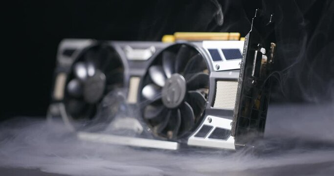 BUDAPEST, HUNGARY - CIRCA 2020: EVGA gForce RTX 3080 graphics card, ehich features Ampere architecture and ray tracing technology