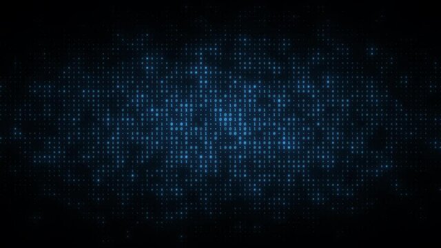 Dynamic animation of flashing binary digits particles pattern. Seamless loop background