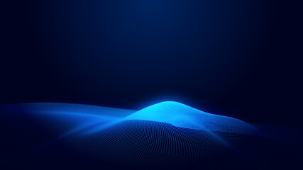 Dot blue wave light screen gradient texture background. Abstract ai technology big data digital background. 3d rendering.