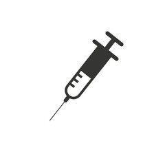 Covid-19 Vaccine Syringe Icon. Full Syringe Solid Flat Icon. Injection Needle Vector