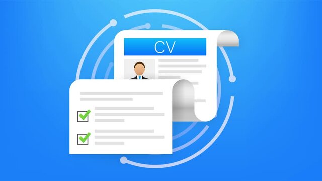 CV resume. Job interview concept. Writing a resume. Laptop with personal resume. illustration.