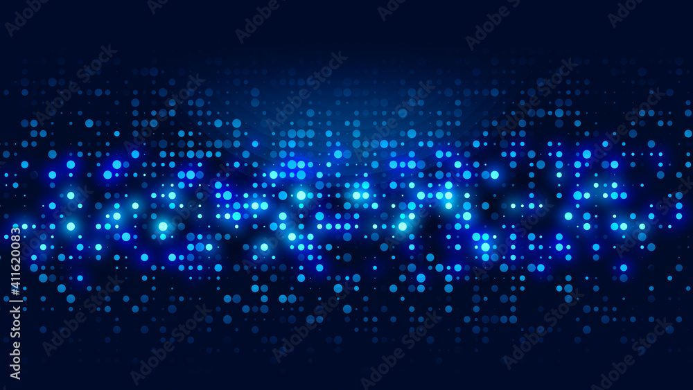 Poster dot blue pattern screen led light gradient texture background. abstract technology big data digital 