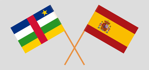 Crossed flags of Central African Republic and Spain