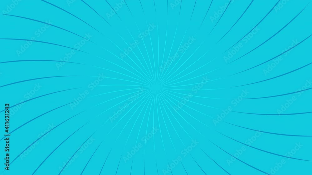 Poster blue curved rays seamless motion graphic loop animation background in retro pop art style