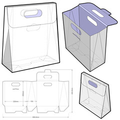 Shopping Bag (Internal measurement 22 x 10 + 25cm) and Die-cut Pattern. The .eps file is full scale and fully functional. Prepared for real cardboard production.