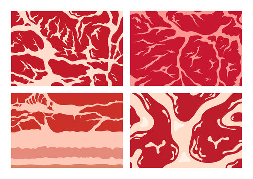 Vector meat background or pattern collection. Beef, pork and lamb meat textures for meat industry, packing, marketing, packaging, etc