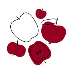 Red apple with a leaf in a flat style. Vector graphics