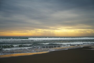 Fototapeta premium Evening before sunset at the sea. Adriatic sea, beach.