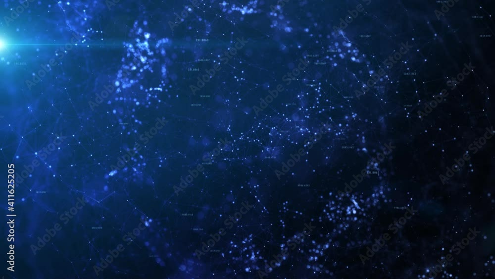 Poster abstract digital shiny flickering dots, lines and triangle shapes cyberspace. concept computer netwo