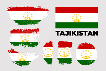 Flag of Tajikistan on gray background. Vector illustration 