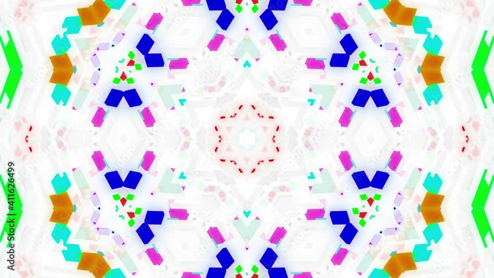 Poster 4k abstract looped white science fiction background. symmetrical geometric pattern like mandala with