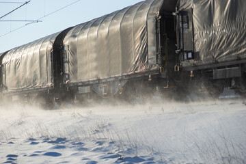 Train in winter landscape