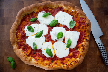 Pizza on a Wooden Table