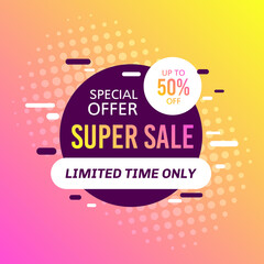 Promotional sale banner template design, vector illustration