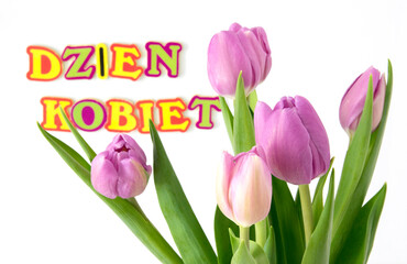 Dzień kobiet. Bukiet tulipanów. 8 marca