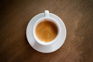 Shot of Espresso in White Cup
