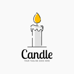 Candle line art logo vector illustration design